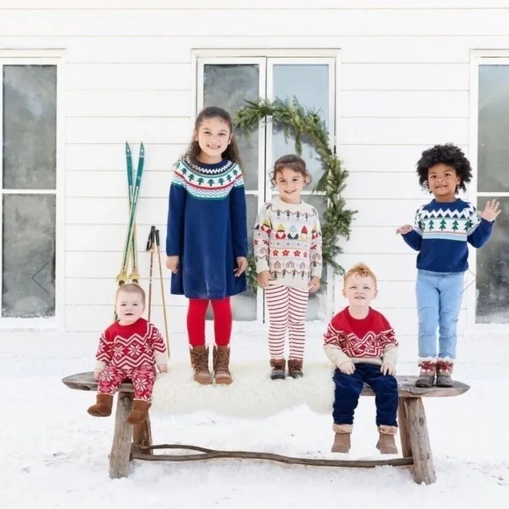 Hanna Anderson Baby Nordic Red and Cream Sweater Size 2T 2022 Collection - Picture 6 of 15